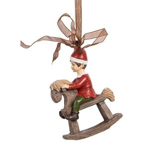 Závěsná dekorace Elf na houpacím koníkovi - 7*3*9 cm 6PR5391 obraz