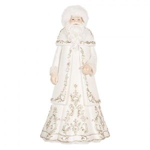 Bílo-zlatá antik dekorace Santa Claus - 13*10*25 cm 6PR5367 obraz