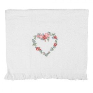 Bílý froté ručník se srdcem z růží Rose Heart - 40*66 cm CTSLF obraz
