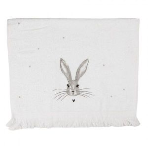 Bílý froté ručník s hlavou králíka a srdíčkem - 40*66 cm CTRUB obraz