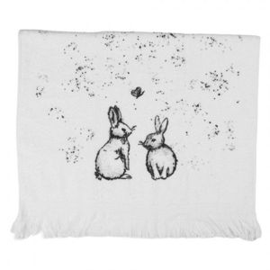 Bílý froté ručník s králíčky a motýlkem Bunny Buddies - 40*66 cm CTBNS-2 obraz