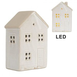 Béžový keramický svítící LED domek - 8*5*12 cm 6CE2182 obraz