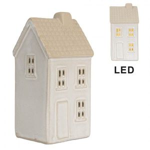 Béžový keramický svítící LED domek - 6*5*11 cm 6CE2181 obraz