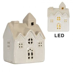 Béžový keramický svítící LED domek - 9*6*12 cm 6CE2180 obraz