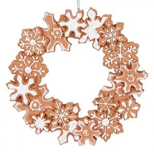 Hnědá vánoční závěsná ozdoba perníkový věneček - Ø 18*2 cm 6PR5321 obraz