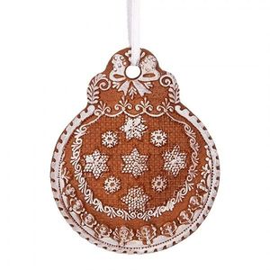 Hnědá vánoční závěsná dekorace perníková koule - 8*2*10 cm 6PR5319 obraz