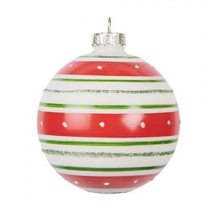 Červeno-zelená pruhovaná skleněná koule - Ø 8*8 cm 6GL5141 obraz
