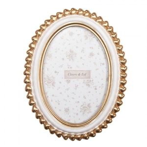 Bílý antik fotorámeček se zlatým srdíčkovým zdobením - 15*2*20 cm / 10*15 cm 2F1288 obraz