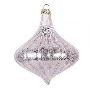 Pastelově růžová skleněná ozdoba špičatá baňka - Ø 10*10 cm 6GL5145 obraz