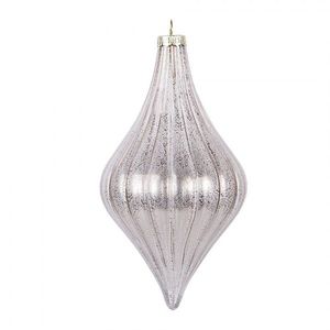 Pastelově růžová skleněná ozdoba špičatá baňka - Ø 8*15 cm 6GL5142 obraz