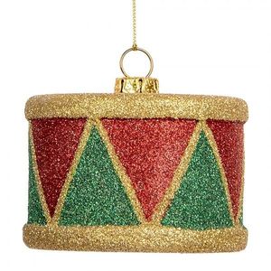 Závěsná dekorace zeleno-červený buben - Ø 7*5 cm 66088 obraz