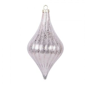 Pastelově růžová skleněná ozdoba špičatá baňka - Ø 8*15 cm 6GL5146 obraz