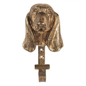 Zlatý antik nástěnný kovový háček hlava psa kokršpaněl - 7*5*13 cm 6Y5890 obraz