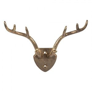 Zlatý antik nástěnný kovový háček paroží - 17*8*12 cm 6Y5899 obraz