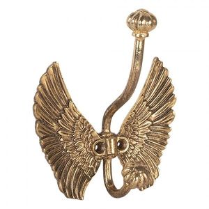 Zlatý antik nástěnný kovový háček andělská křídla - 12*6*13 cm 6Y5896 obraz