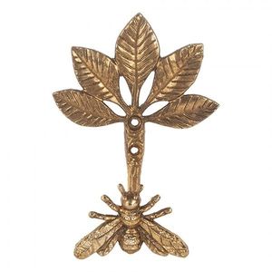 Zlatý antik nástěnný kovový háček včelka - 10*6*14 cm 6Y5898 obraz