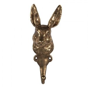 Zlatý antik nástěnný kovový háček hlava králíka - 7*4*18 cm 6Y5891 obraz
