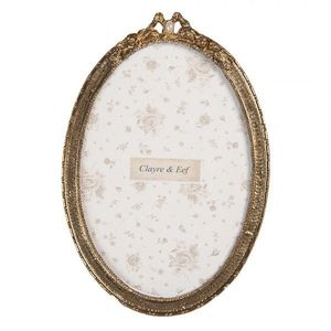 Zlatý antik oválný fotorámeček zdobený mašličkou - 10*1*14 cm / 9*13 cm 2F1291 obraz