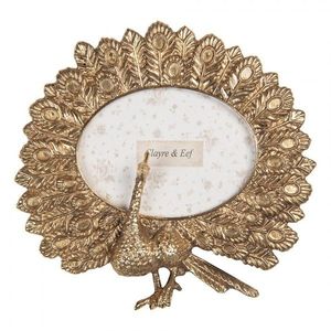 Zlatý antik fotorámeček páv s roztaženými pery - 17*3*16 cm / 10*8 cm 2F1293 obraz