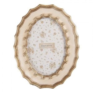 Béžový antik fotorámeček se zlatým zdobením - 16*2*21 cm / 10*15 cm 2F1382 obraz