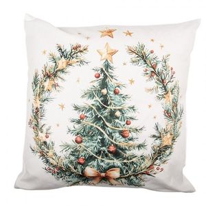 Bílý povlak na polštář vánoční stromek ve věnečku - 45*45 cm KT021.438 obraz