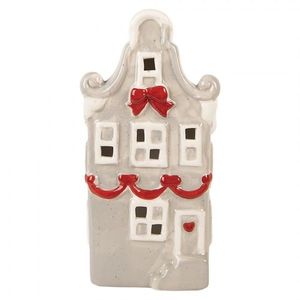 Šedo-červený keramický LED domek Lamont - 11*9*22 cm 6CE2219G obraz