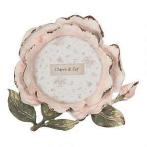 Růžový antik fotorámeček ve tvaru květu růže - 13*2*12 cm / Ø 8 cm 2F1300 obraz