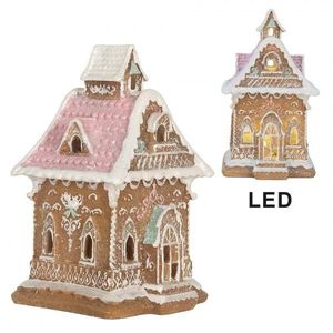 Perníkový LED domek kostel Gingerbread Cotti - 9*10*15 cm 6PR5843 obraz