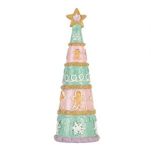 Růžovo-zelená dekorace vánoční stromek Christmas Tree - Ø 9*25 cm 6PR5865 obraz