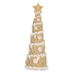 Hnědo-růžová dekorace vánoční stromek Christmas Tree - Ø 9*25 cm 6PR5866 obraz