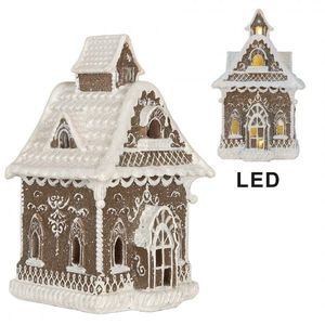 Perníkový LED domek kostel Gingerbread Cotti - 13*12*20 cm 6PR5810 obraz