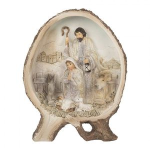 Béžová vánoční dekorace Betlém Svatá rodina - 14*5*19 cm 6PR5918 obraz