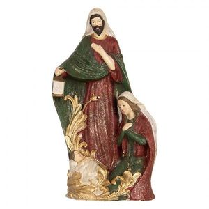 Červeno-zlatá antik vánoční dekorace Svatá rodina - 15*10*27 cm 6PR5899 obraz