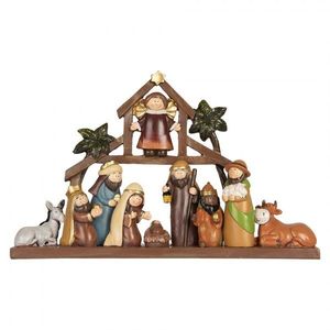 Hnědá vánoční dekorace Betlém Nativity Scene - 32*5*20 cm 6PR5895 obraz