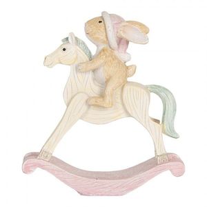 Zimní dekorace králíček v čepce na houpacím koníkovi - 13*4*14 cm 6PR5888 obraz