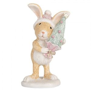 Zimní dekorace králíček s vánočním stromkem - 5*5*10 cm 6PR5886 obraz