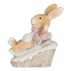 Zimní dekorace králíček v čepce na saních - 8*6*9 cm 6PR5885 obraz
