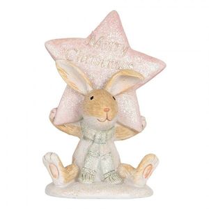 Zimní dekorace králíček s hvězdou Merry Christmas - 8*5*11 cm 6PR5884 obraz