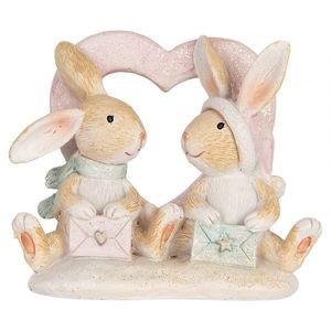 Zimní dekorace zamilovaní králíčci s dopisy - 11*6*9 cm 6PR5883 obraz