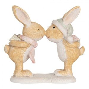 Zimní dekorace zamilovaní králíčci s dárkem - 10*5*10 cm 6PR5882 obraz