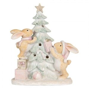 Dekorace králíčci zdobící stromek s LED světýlky - 14*8*16 cm 6PR5880 obraz