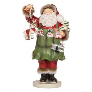Dekorace Santa Claus s koníkem v ruce a hračkami - 13*9*23 cm 6PR5748 obraz