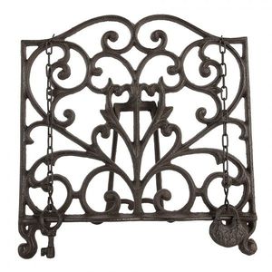 Hnědý antik litinový zdobený stojan na kuchyřku - 27*5*27 cm 6Y5751 obraz