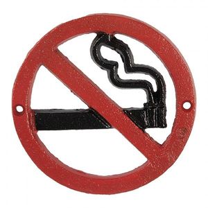Červená nástěnná litinová cedulka nekouřit - Ø 12*1 cm 6Y5750 obraz