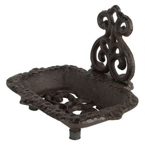 Hnědá antik litinová mýdlenka s ornamentem - 15*11*11 cm 6Y5748 obraz