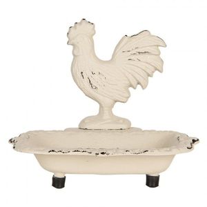 Béžová antik litinová mýdlenka s kohoutem - 16*12*14 cm 6Y5747 obraz