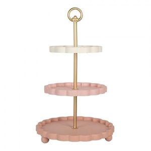 Růžový 3-patrový etažér s podnosy ve tvaru květu Ombré - Ø 30*50 cm 6H2458 obraz