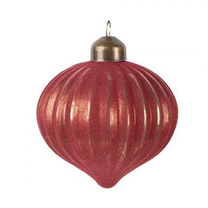 Červená skleněná ozdoba špičatá baňka s vroubky - Ø 8*9 cm 6GL5121 obraz