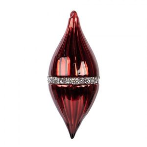 Červená skleněná ozdoba špičatá baňka se zdobením - Ø 8*18 cm 6GL5092 obraz