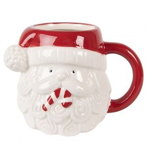 Bílo-červený keramický hrnek Santa Claus - 15*11*11 cm / 500 ml 6CEMU0227 obraz